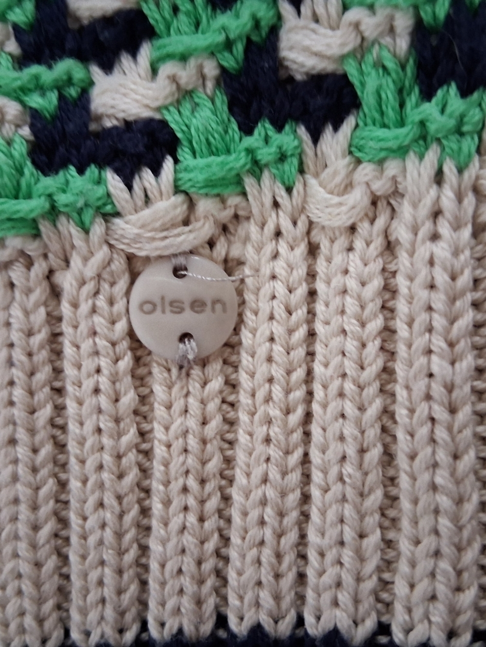 Olsen/ Henny/ Green, Navy, Cream, Knit Zip Cardigan/ Pocketed/ Size US S - Picture 6 of 14